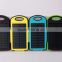 Free Sample Wholesale 8000mAh Waterproof Solar Charger Solar Power Bank With Camping LED Light mobile phone battery bank
