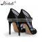 OEM ODM genuine leather black eleglant design sexy custom made ladies sandals 2016