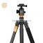 Q476 quality assurance DSLR camera tripod , carbon fiber tripod stand with twist lock and ball head