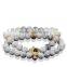KJL-ST0018 real 24K gold white Turquoise Stone Beads palted lion skull head Bracelet, Men Jewelry, Stretch Yoga Bracelet