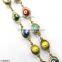 Colorful Eye Shaped Brass Chain With Rhinestones