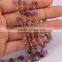 Gold Plated Wire Wrapped Beaded Rosary Chains Amethyst Quartz Stone Beads Jewelry Chain