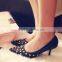 2015 Ladies Fashion Shoes Dress High Heel Leather Shoes Sexy Black Heels CP6675