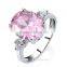 Women romantic pink Clear Cubic Zirconia silver gold plated wedding rings for valentine's day