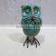 Hot selling ceramic white glazed owl with metal feet decoration