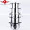 best selling new shape glass lid 5pcs stainless steel camping pot/cooking pot