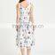 Guangzhou Clothing OEM White Spaghetti Strap Cute Print Polyester Slip Dress