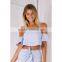 stripe design off shoulder ladies sexy crop top custom sexi top and girl