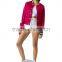 Cheap custom pink varsity jackets, wholesale satin baseball jackets, hooded jackets made in China