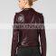 newest german style lady pure lambskin trendy red wine leather jacket