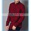 Custom plain plaid shirts,western red plaid cotton shirts for men