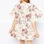 Alibaba Custom design Deep V Neckline Floral Printed Mini Dress Pictures of Girls Without Dress