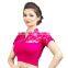Pink cotton lycra stretchable nonpadded blouse for ladies