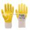 Light Weight Yellow Nitrile Glove Fully Dipped Gloves For Cotton Interlock
