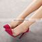 women fancy design transparent upper ladies high heel pointed toe attractive red color pumps shoes other colors are available