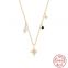 S925 sterling silver octagonal star shaped pearl collarbone necklace