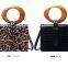 Personalized women's leopard print handbag with wooden handle fashion small square bag