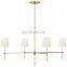 Nordic Style Black Metal Brass Linen Lampshade Chandelier Bedroom Living Room High Ceiling Decor Black Metal Bronze Chandelier