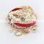 2016 Pearl Metal Coins Charms Jewelry Gold Bangles Bohe Bracelets Set