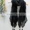 Fashion Latest Large Long Plain Cotton Linen Embroidery Lace Brim Tassel Scarf Shawl