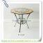 LC-85017 China bamboo design iron metal dinning table with glass top