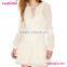 Transparency long sleeve loose women white summer dress 2016