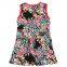 (H6239)2015 NEW fashion Children's clothes grils dress printed beautiful flower dress for girls summer sleeveless dress