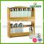 Glass jar condiment set with bamboo rack , condiment dispenser set