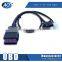 Custom Straight OBD Male to 1 pcs Car Maker Female + 1 pcs Housing Y Splitter Cable