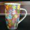 400ml porcelain coffee mug with handle porcelain tea mug with flower printing decal printing mug with handle