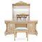 New Arrival Elegant Classic French Rococo Floral Painted Golden Vanity Dressing Table for Noble House BF12-05254b