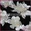 Leather beaded fabric lace trimming, 3d fabric flower lace trim for dress,blouse