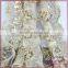 Gold metallic embroidery design mesh fabric, sequin fabric bridal lace fabrics for wedding dress