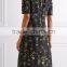 Wholesale Customized OEM Floral-print Silk-georgette Midi Dress(DQM056D)
