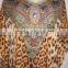 ANIMAL print crystal embellished caftan crepe KAFTAN tunic poncho blouse