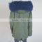 Myfur Customized Navy Lamb Fur Hooded Parka Coats for Adults