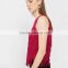 Red sleeveless blouses with tassels 2018 womens fringed tops