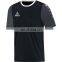 China Embroidery logo splice colors short sleeve men's custom polyester black and red soccer jersey