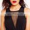 2016 Sexy Women Mesh Panelled Plunge Black Bodysuit Wholesale
