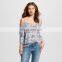 Custom design latest blouse styles off shoulder fashion lady blouse