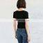 Wholesale Fashion Personalized Plain Color Scoop Neck Zipper Short Women T-shirt