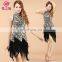 New arrival embroidery sequins tassel latin dance dress L-7076#