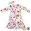 Wholesale Baby Girls Pink Flower Deer Ruffle Wear Frock Cute Kids Children Party Dresses.