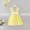 Girls' Dress 2020 Summer Cotton Striped V-Neck Backless Clothes Dress