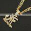 Custom Name HipHop Jewelry 26 Iced Out Diamond Cursive Baguette Letter Name Bling Pendant Necklace