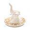 New Custom White Gold Girl Ceramic Elephant Jewelry Ring Holder for Wedding