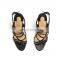 High heel sandal black snake shinning print buckle strap multiple cross strap open toe stylish heeled women shoes