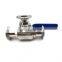 clamp stainless steel sanitary three way one piece  ball valve