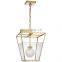Modern Metal Brass Lantern Glass Pendant Light For Villa Hotel Living Room Bedroom Decorative Lighting Brass LED Chandelier