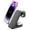 Magnetic 3 in 1 Wireless Charger Phone Desktop Stand Black Wireless Charging Station for iPhone 12 13 14 15 Pro Max